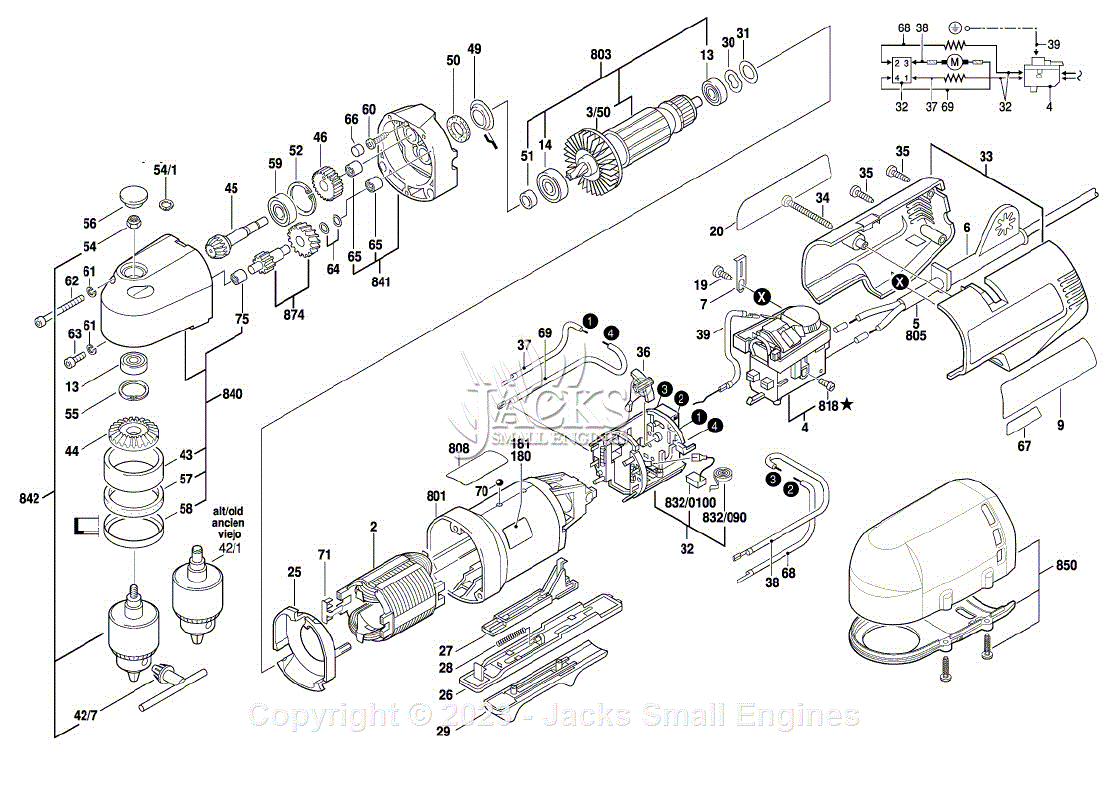 Bosch 1132VSR 0601132734 38 inch Right Angle Drill Parts Diagram