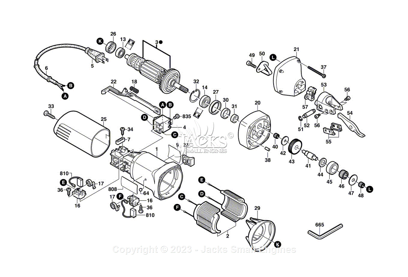 Bosch 1521 0601521039 16 Gauge Shear Parts Diagram for Parts List