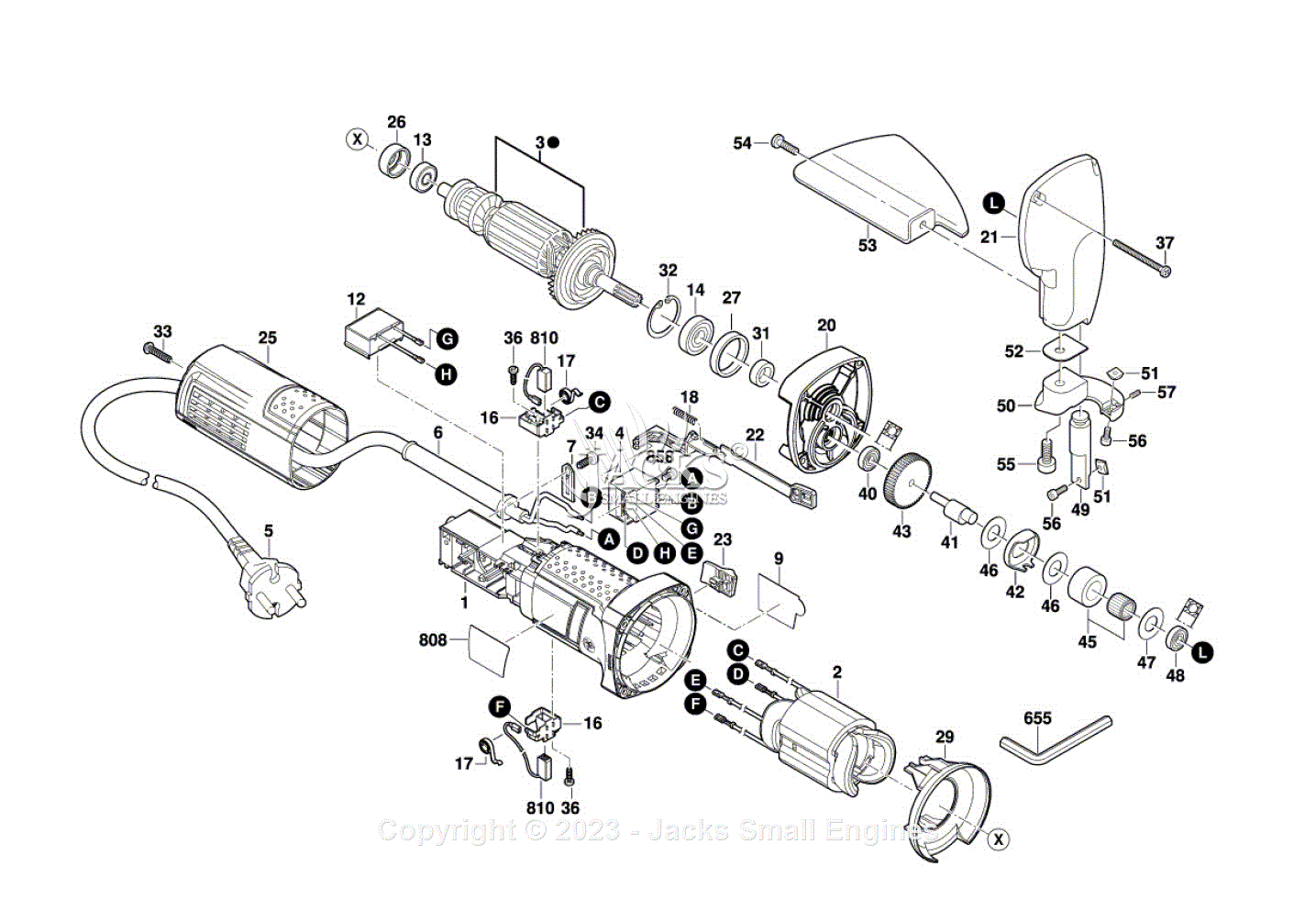 Bosch GSC7516 (3601E00540) Shears Parts Diagram for Parts List