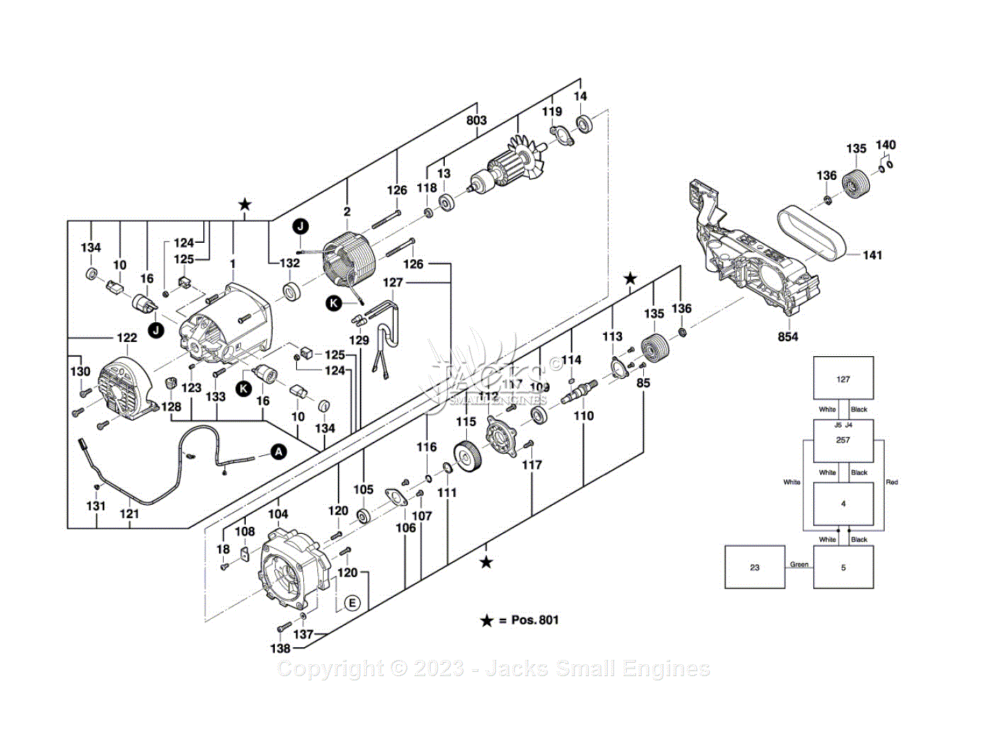 Bosch GTS1041A (3601M13510) Table Saw Parts Diagram for Parts List 3