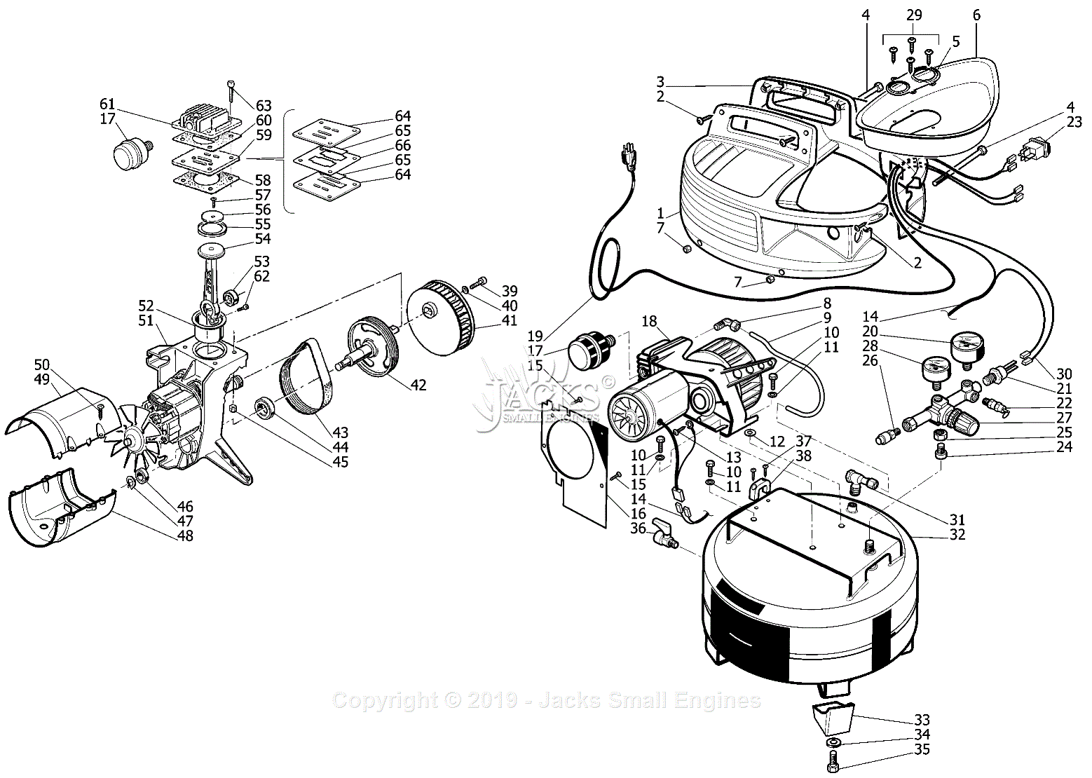 Bostitch CAP2000P-OF Type 1 Parts Diagram for Air Compressor  Bostitch Air Compressor Wiring Diagram    Jacks Small Engines