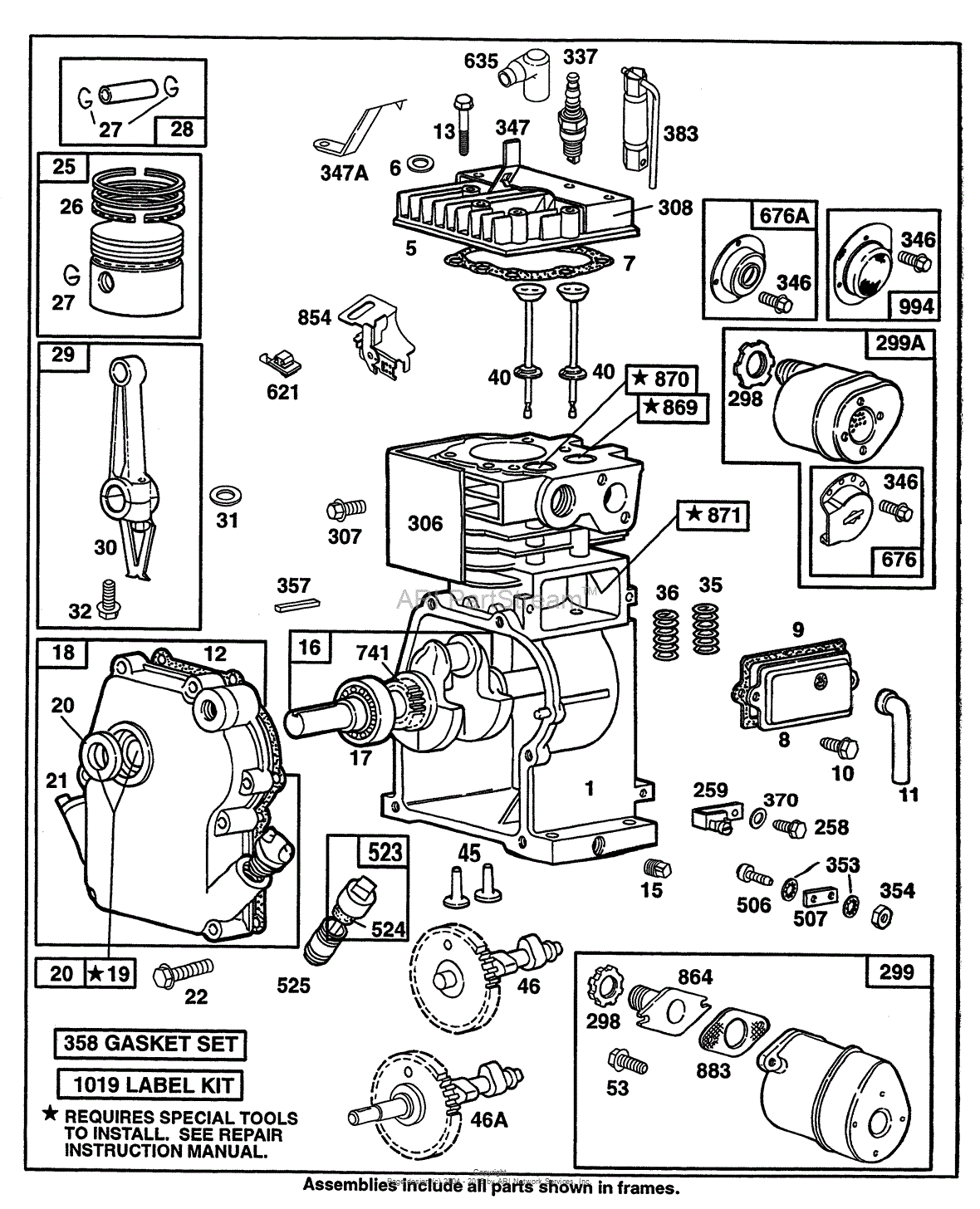 Briggs and Stratton 060102-1163-01 Parts Diagram for Cylinder,Crankcase ...