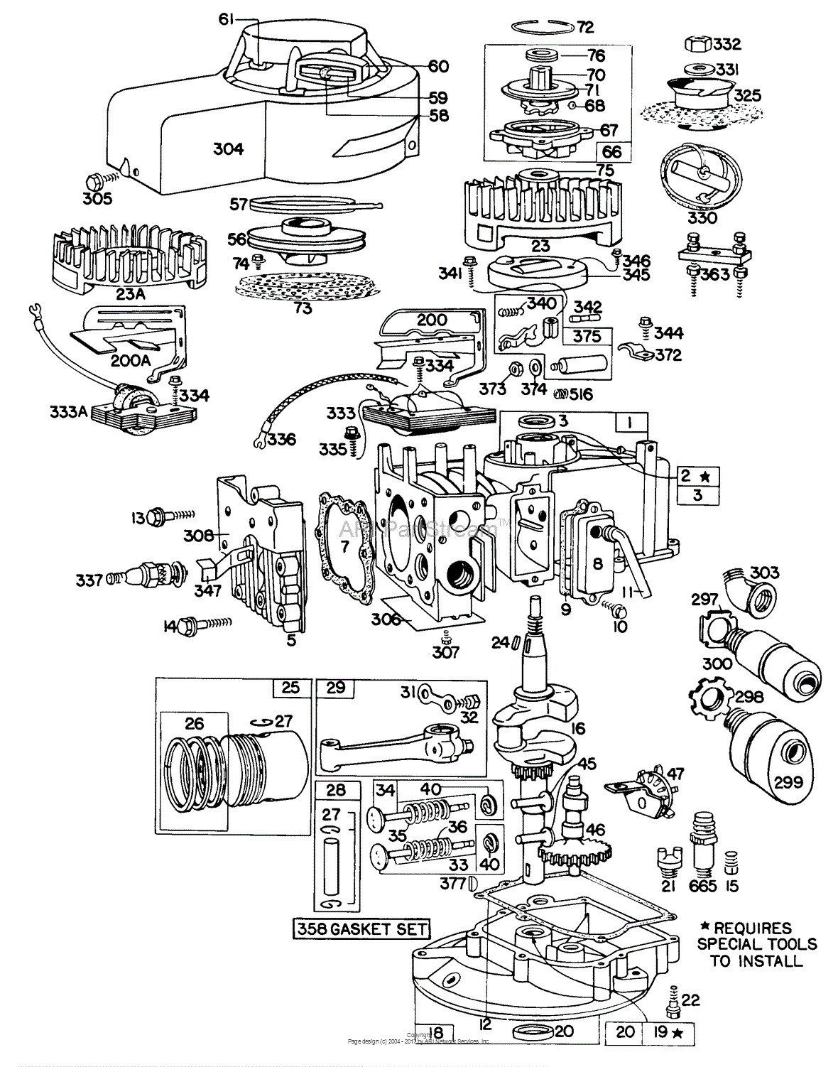 Briggs and Stratton 080502-0133-99 Parts Diagram for Cylinder, Gears ...