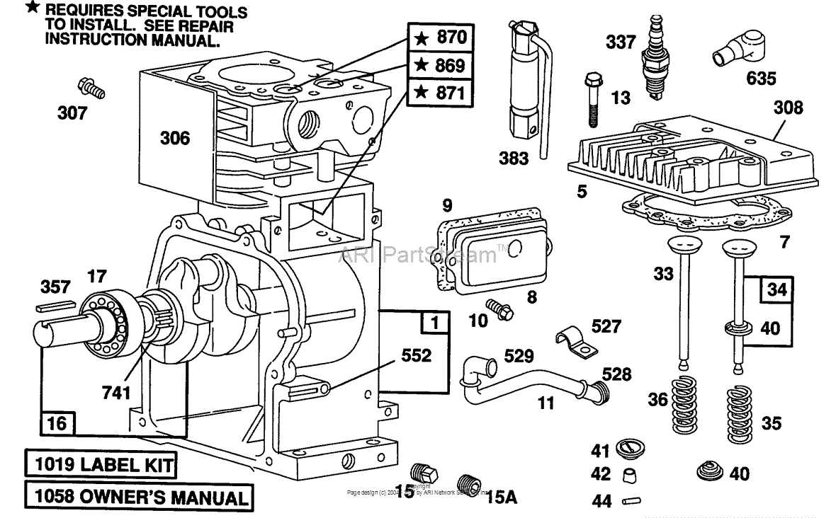 Briggs and Stratton 082212039301 Parts Diagram for Cylinder Head