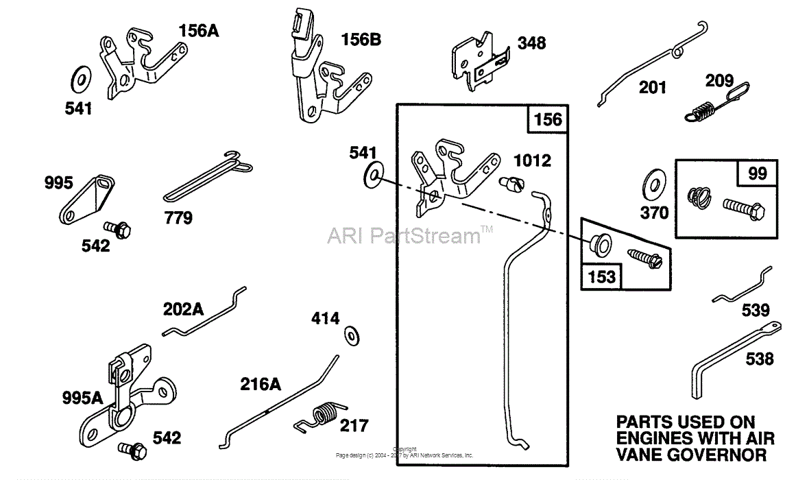 Briggs and Stratton 082232031501 Parts Diagram for Air Vane Governor