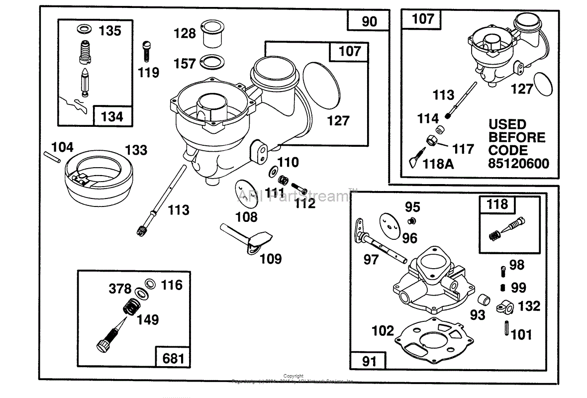 Briggs and Stratton 082331052601 Parts Diagram for Carburetor Assembly