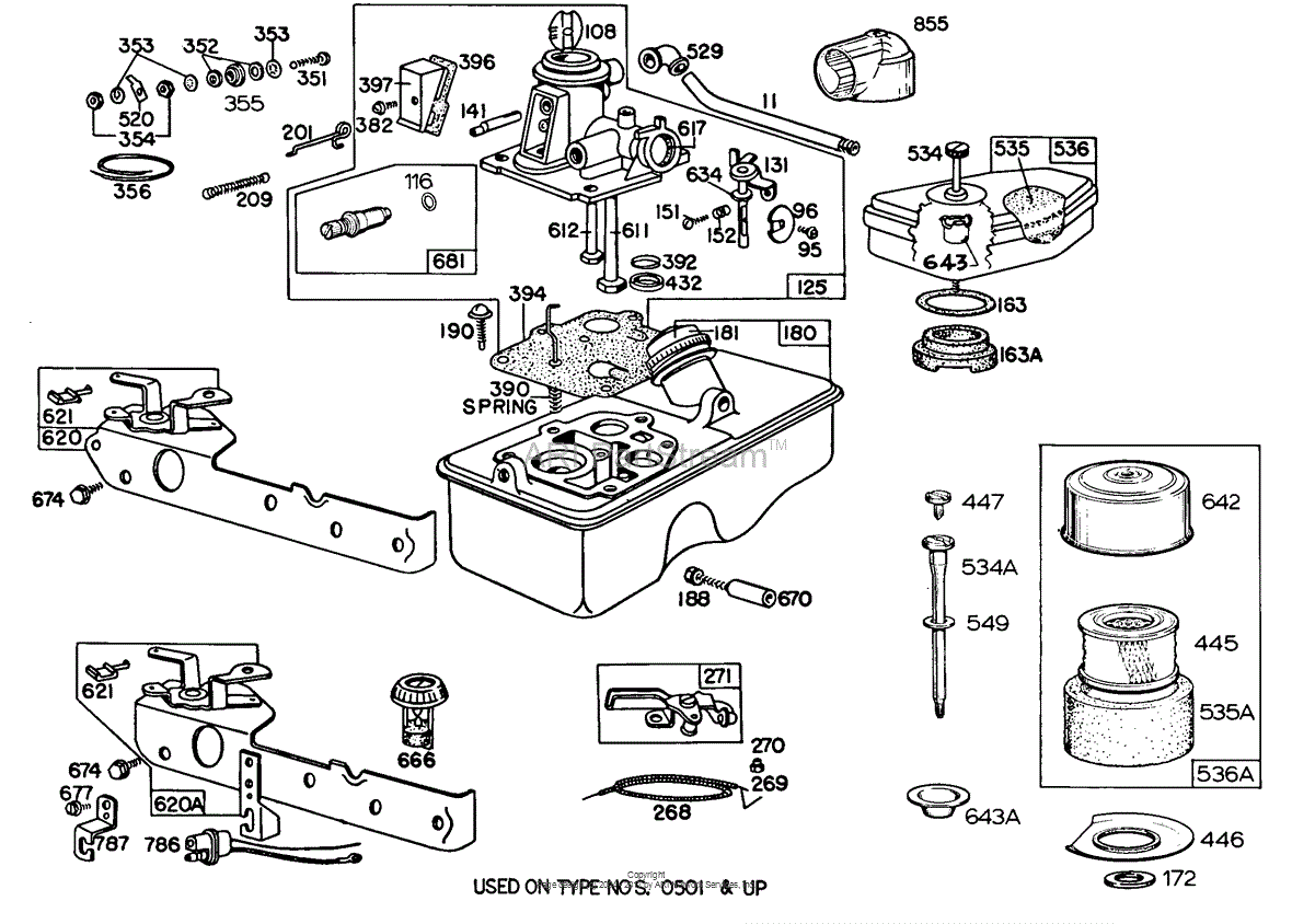 Briggs and Stratton 092902130699 Parts Diagram for Carburetor and