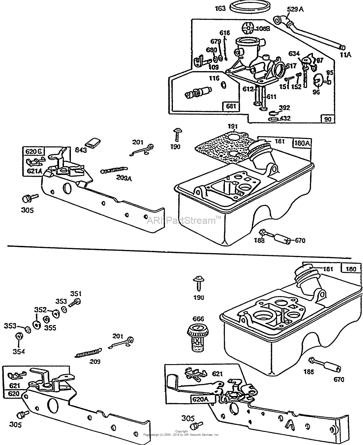 Briggs and Stratton 090902330999 Parts Diagram for Carburetor and Air