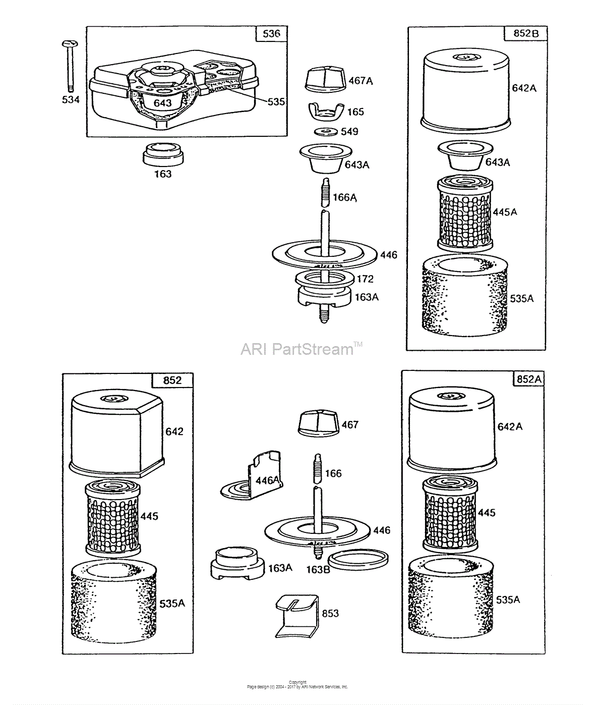 Briggs And Stratton 130202 1700 01 Parts Diagram For Air Cleaner Groups 3380