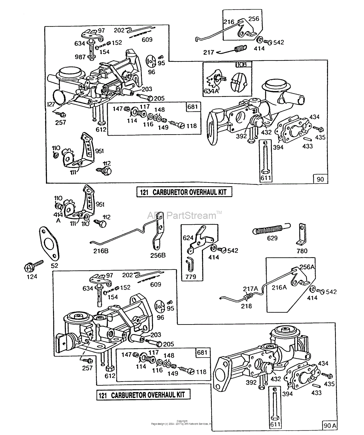 Briggs and Stratton 130202193901 Parts Diagram for (2) Carburetor