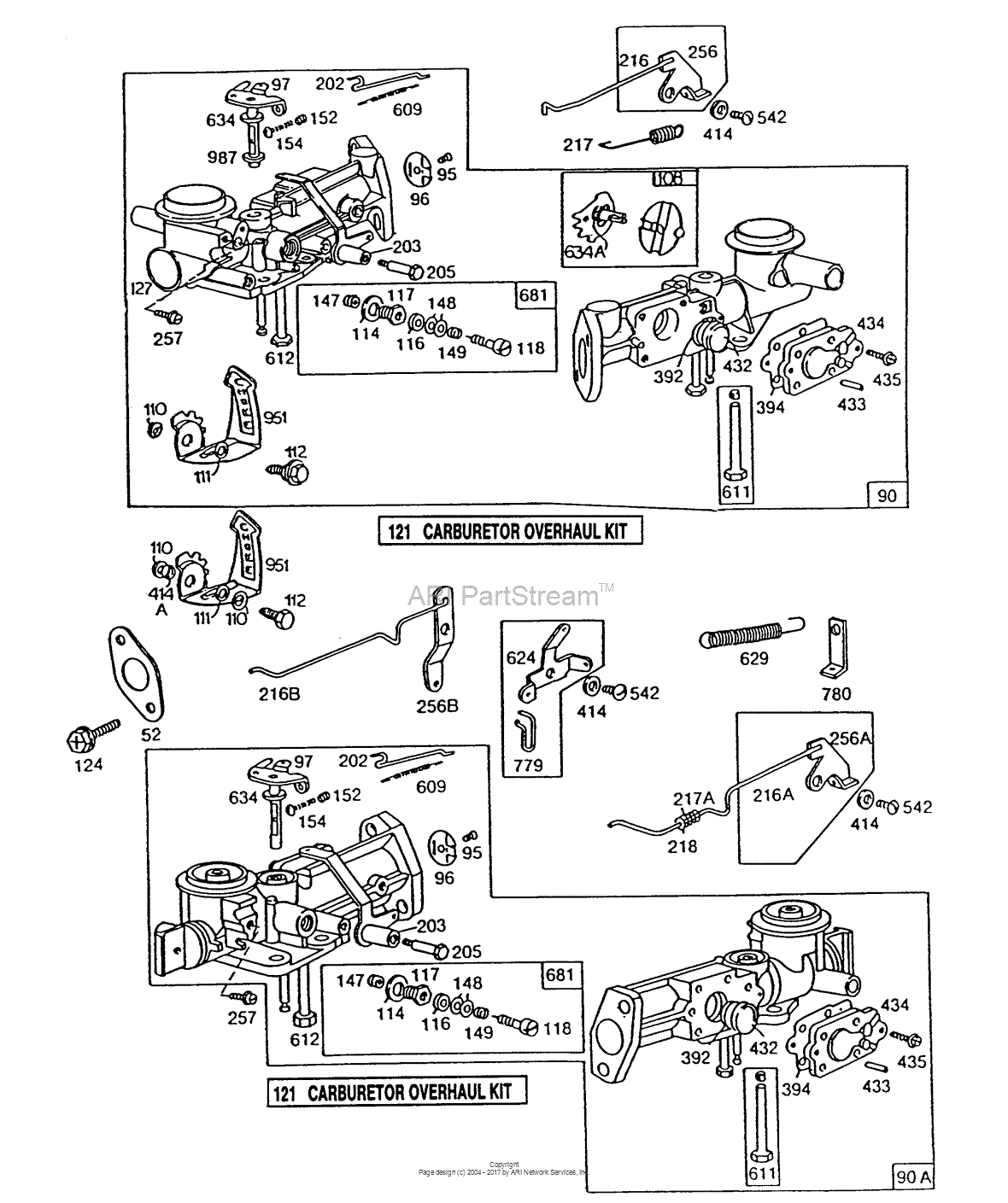 Briggs and Stratton 130292186401 Parts Diagram for (2) Carburetor