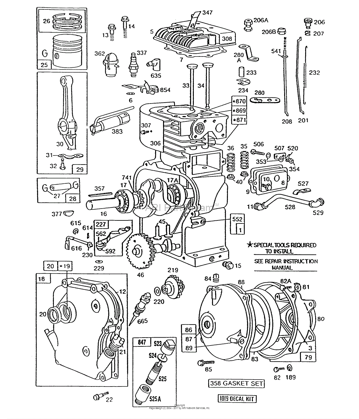 Briggs and Stratton 130212-1523-01 Parts Diagram for Cylinder,GearCase ...