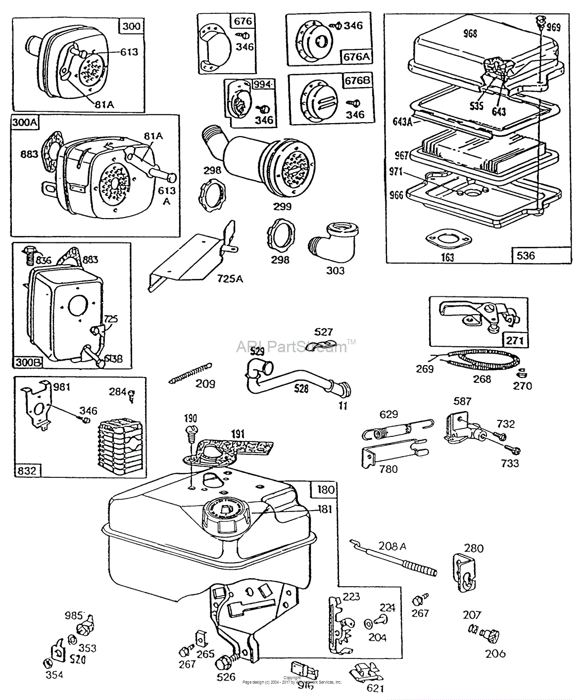 Briggs and Stratton 130212311901 Parts Diagram for Mufflers