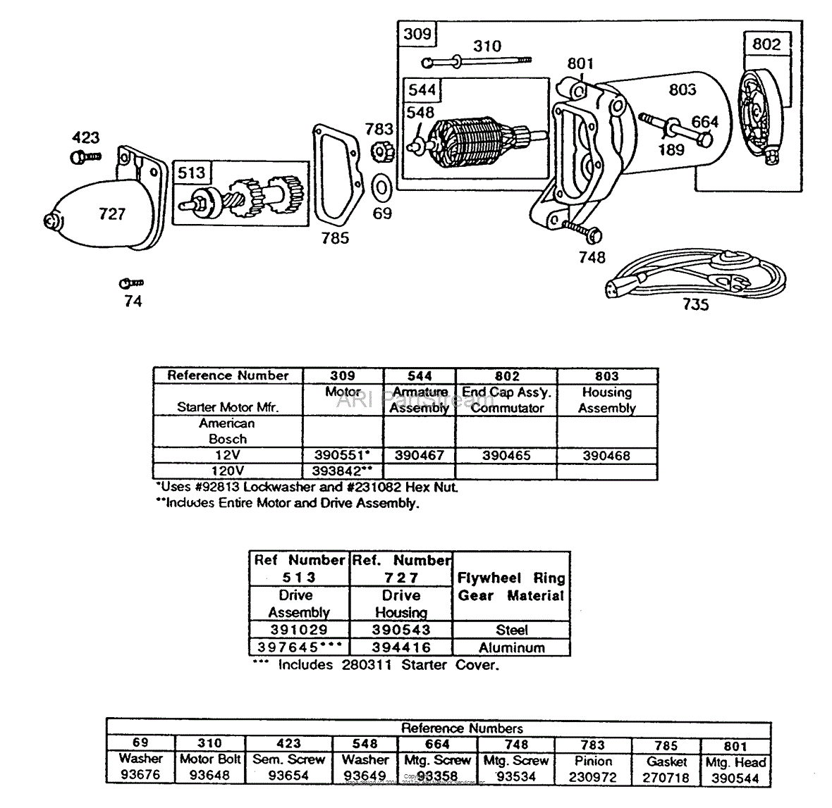 Briggs and Stratton 130232-2100-99 Parts Diagram for Electric Starter