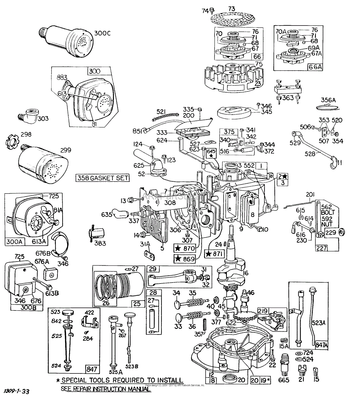 Briggs and Stratton 130902-0015-99 Parts Diagram for Cyl, Mufflers ...