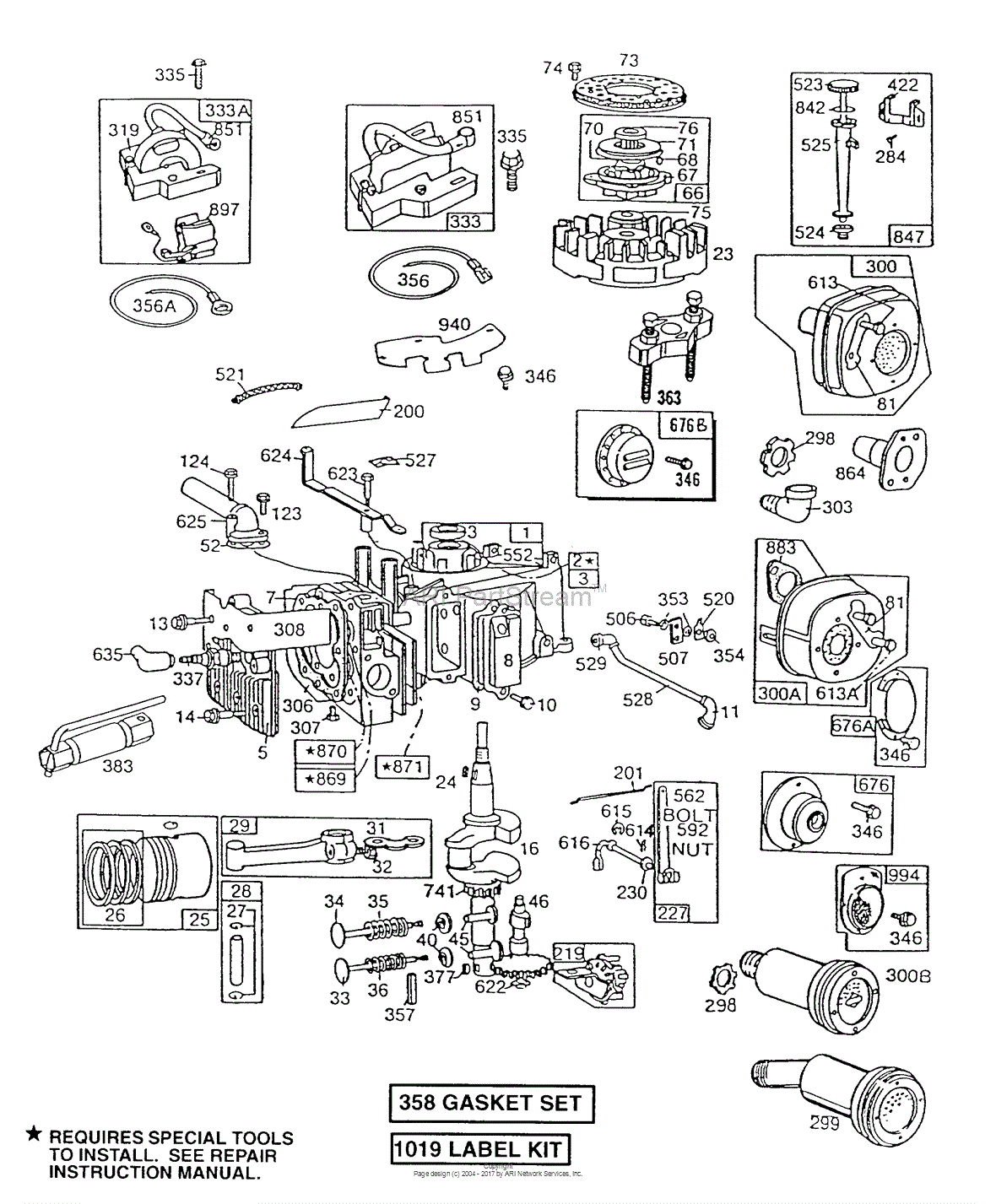 Briggs and Stratton 130902-1194-01 Parts Diagram for Cylinder,Mufflers ...