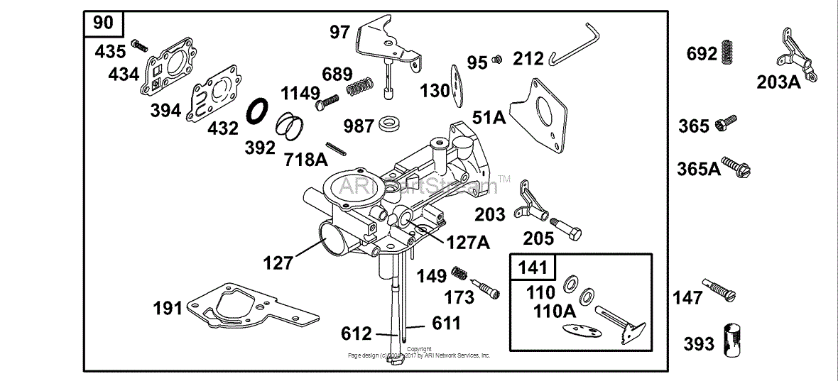 Briggs and Stratton 1362121016E1 Parts Diagram for Carburetor Group