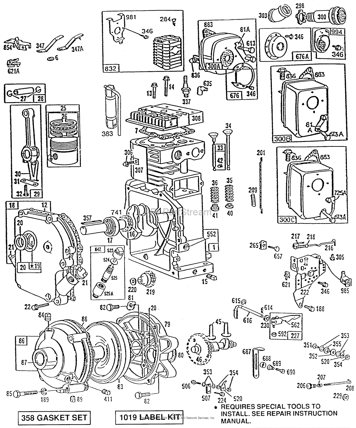 Briggs and Stratton 170412-2144-01 Parts Diagram for Cylinder,GearCase ...