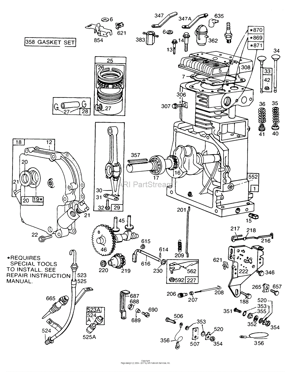 Briggs And Stratton 170432 1667 99 Parts Diagram For Cylcrankcasepistoncontrols 8338