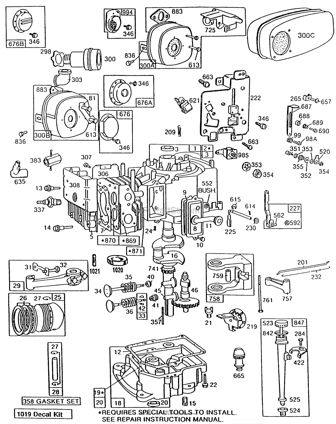 Briggs and Stratton 191707-5818-01 Parts Diagram for Cyl, Sump, Piston ...