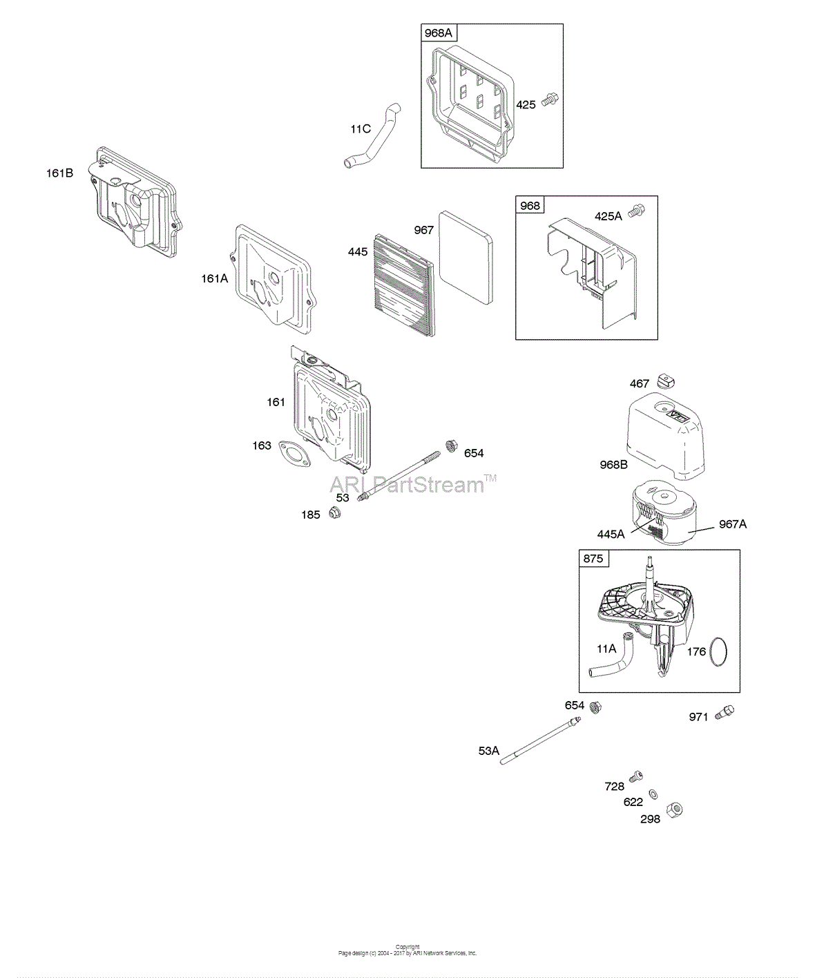 Briggs and Stratton 210412-0186-E1 Parts Diagram for Air Cleaner