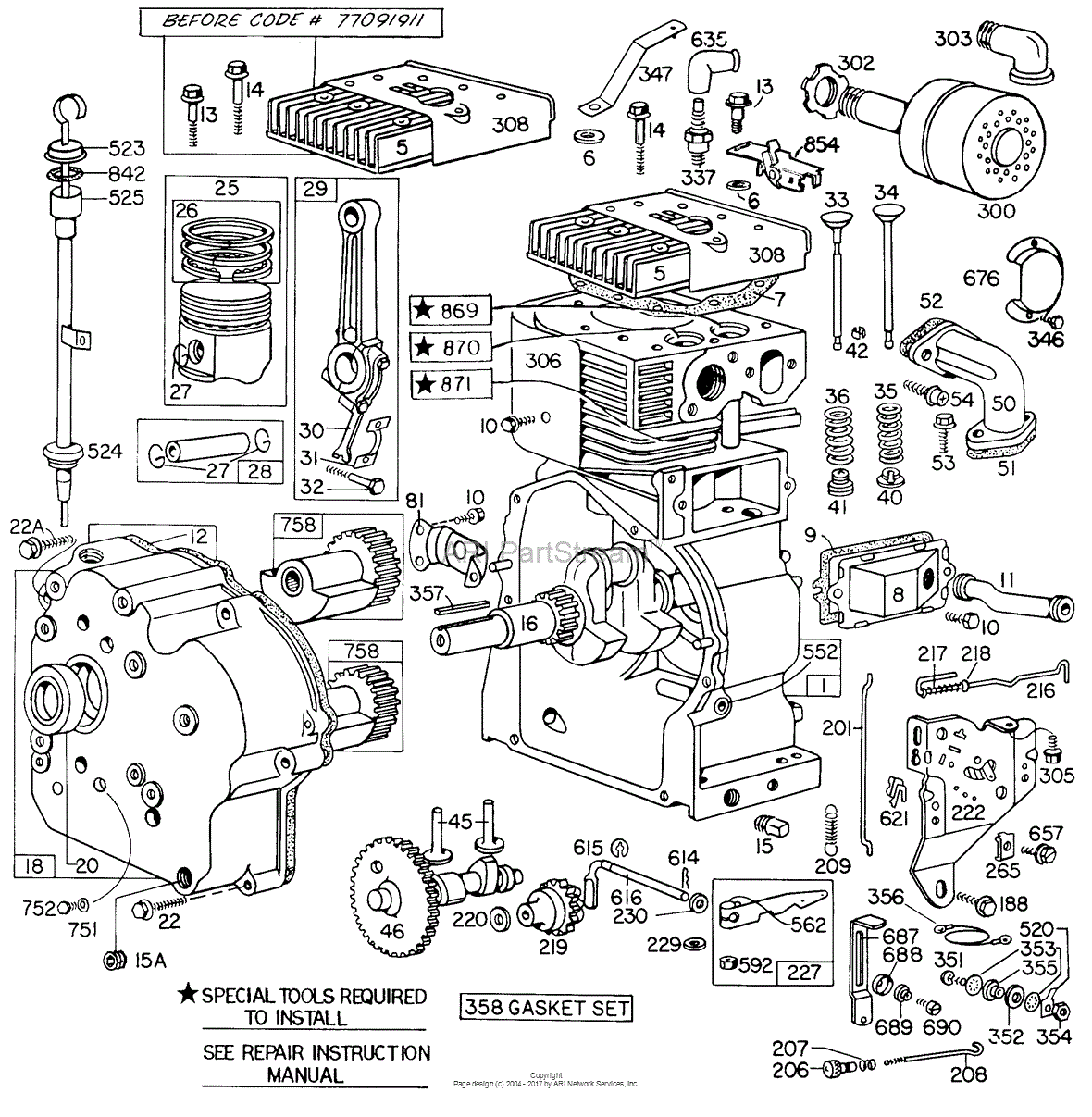 Briggs and Stratton 251412-0179-99 Parts Diagram for Cylinder,Crankcase ...