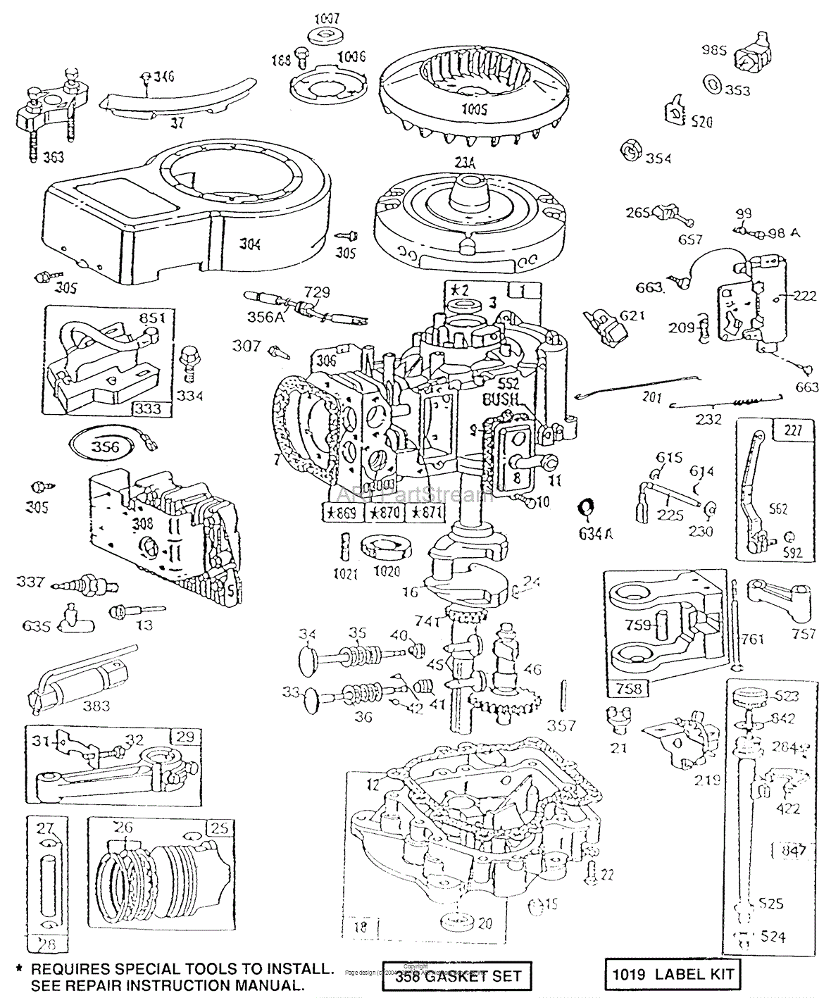 Briggs and Stratton 280707-0125-01 Parts Diagram for Cyl,Sump,Piston ...