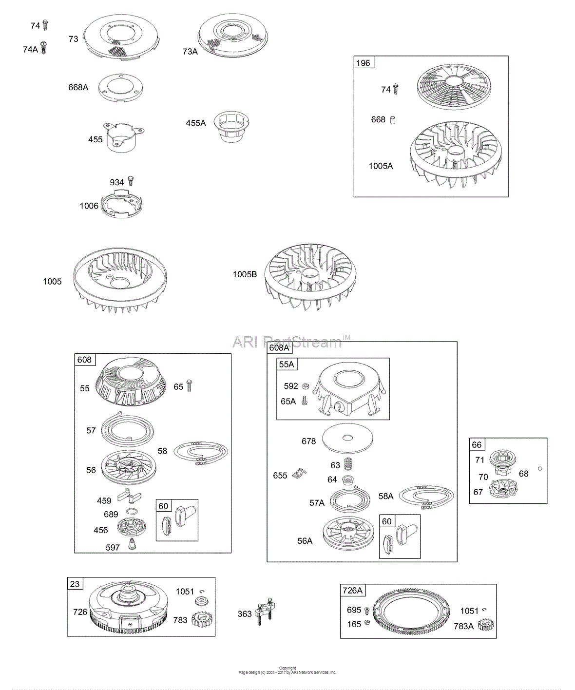 Briggs and Stratton 287707-1236-E1 Parts Diagram for Rewind Starter/Fan ...