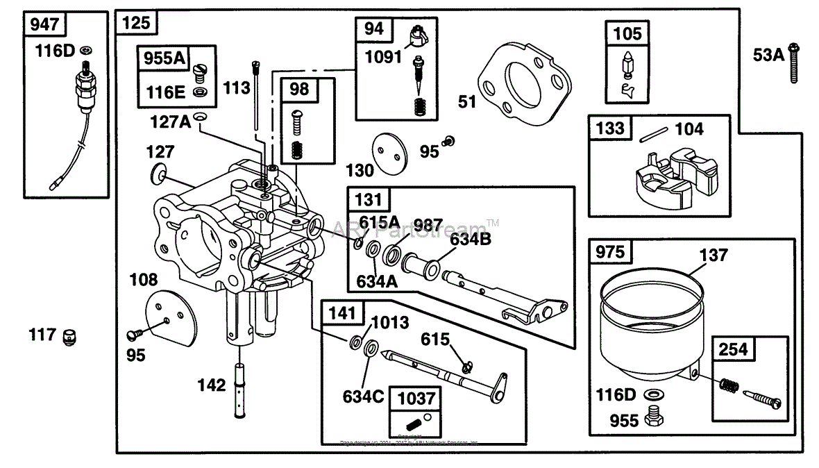 Briggs and Stratton 290777010801 Parts Diagram for Carburetor Assy,