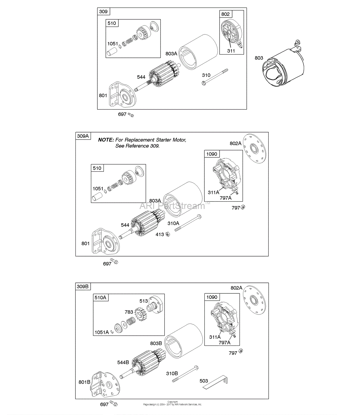 Briggs and Stratton 294447034801 Parts Diagram for Electric Starter