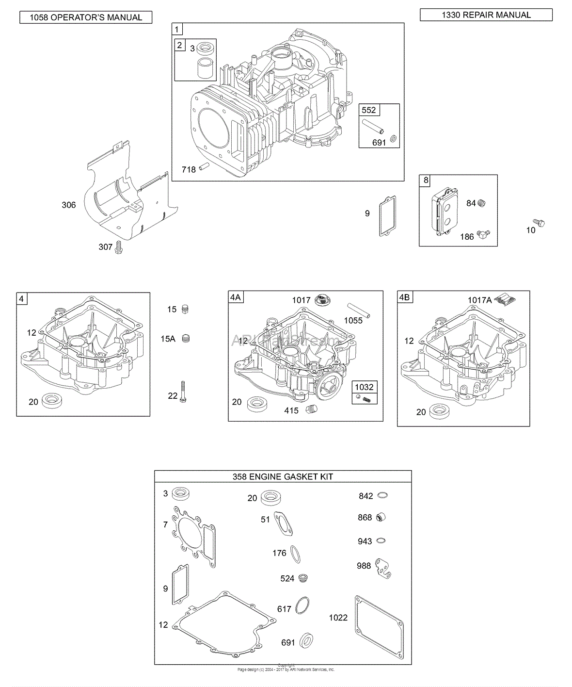 Briggs And Stratton 311777 0165 E1 Parts Diagram For Cylinder Sump Gasket Set