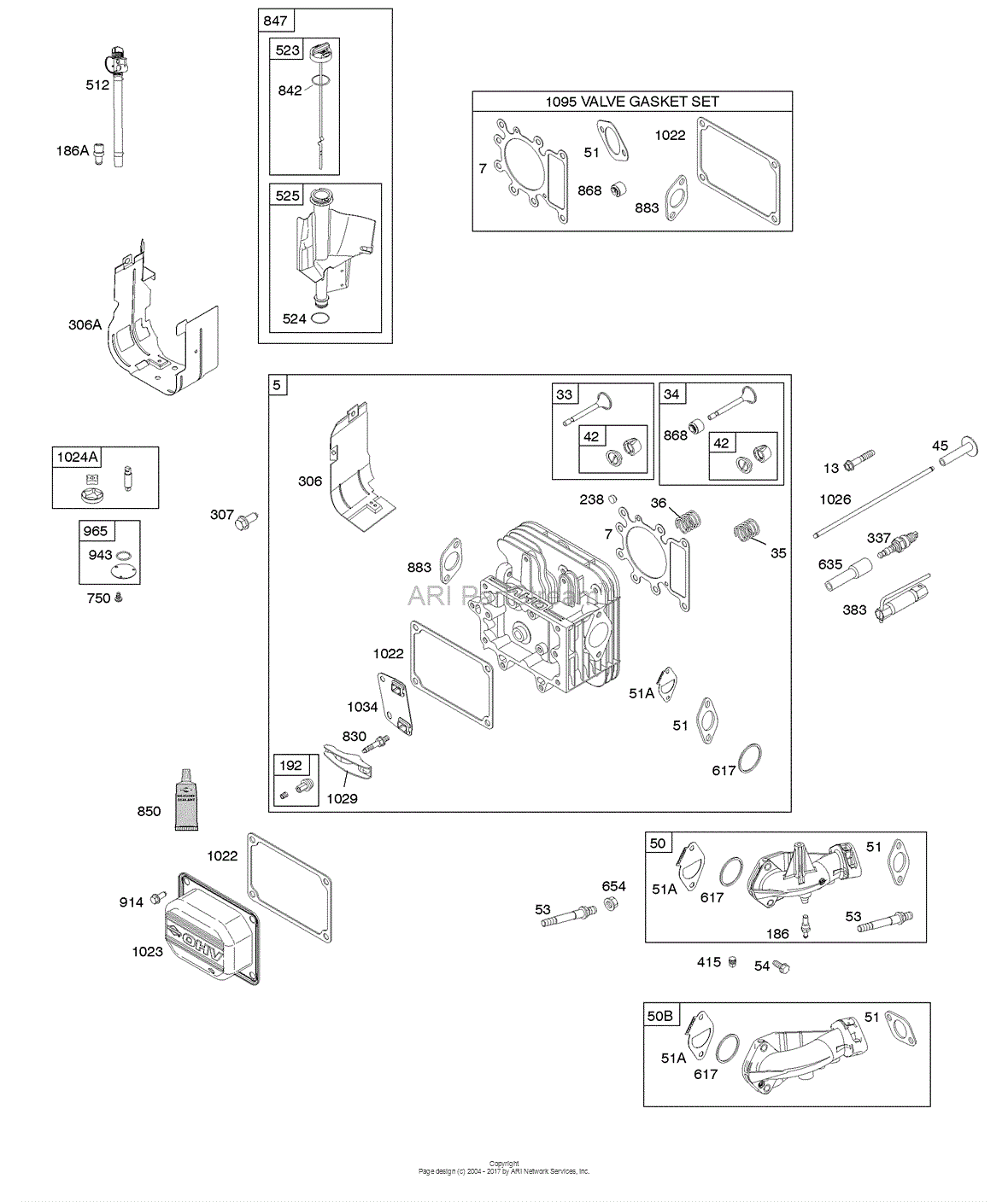 Briggs and Stratton 31C7072826B1 Parts Diagram for Cylinder Head