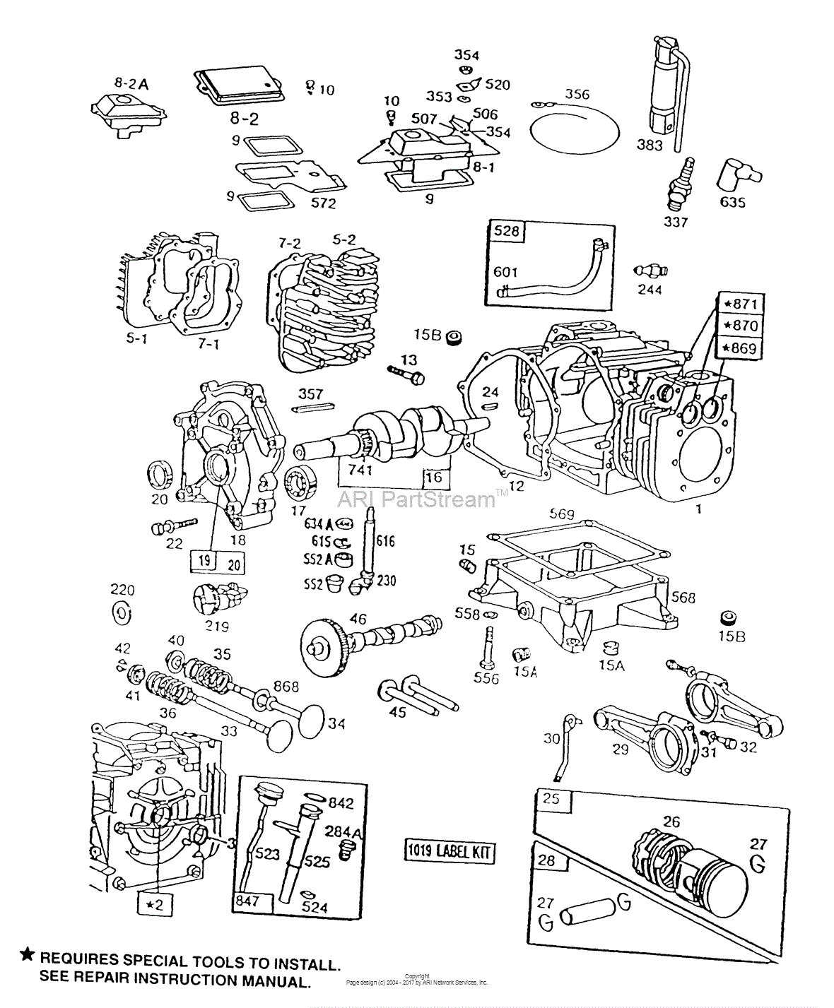 Briggs and Stratton 400447-4002-01 Parts Diagram for Cylinder, Sump ...