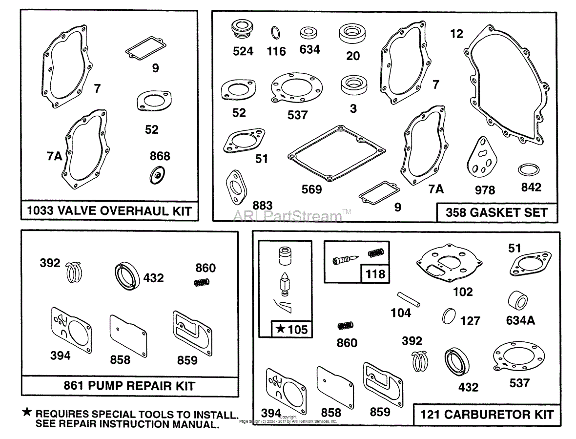 Briggs and Stratton 402447121901 Parts Diagram for Gasket Sets