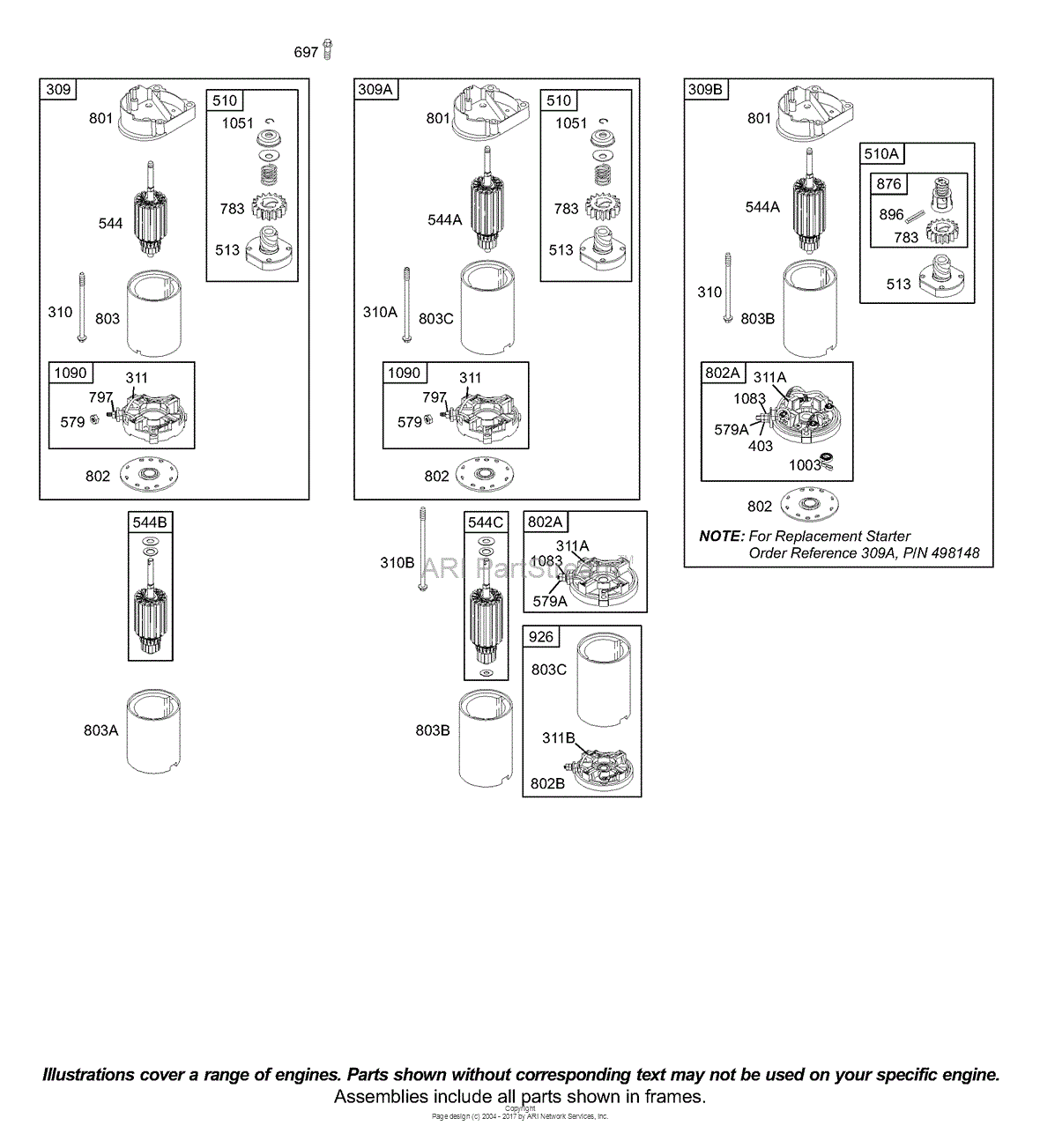 Briggs and Stratton 42A707-1238-01 Parts Diagram for Electric Starter