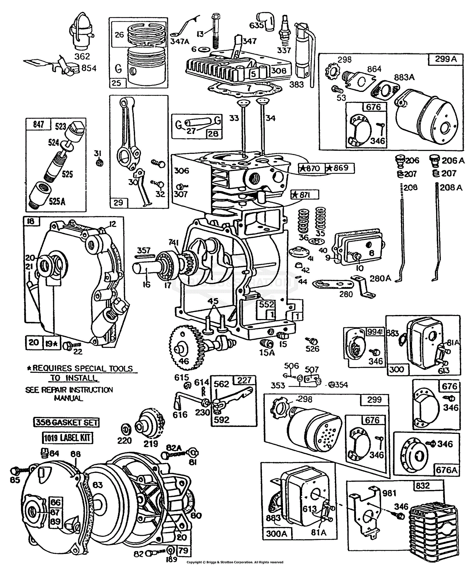 Briggs and Stratton 082252-0141-01 Parts Diagram for Cylinder, Piston ...