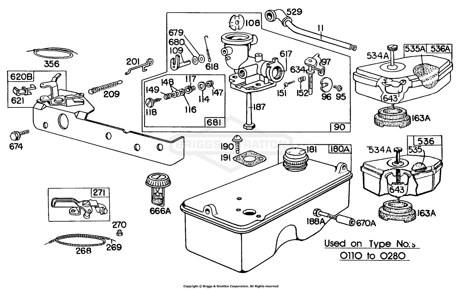 Briggs and Stratton 092501022199 Parts Diagram for Carburetor, Fuel