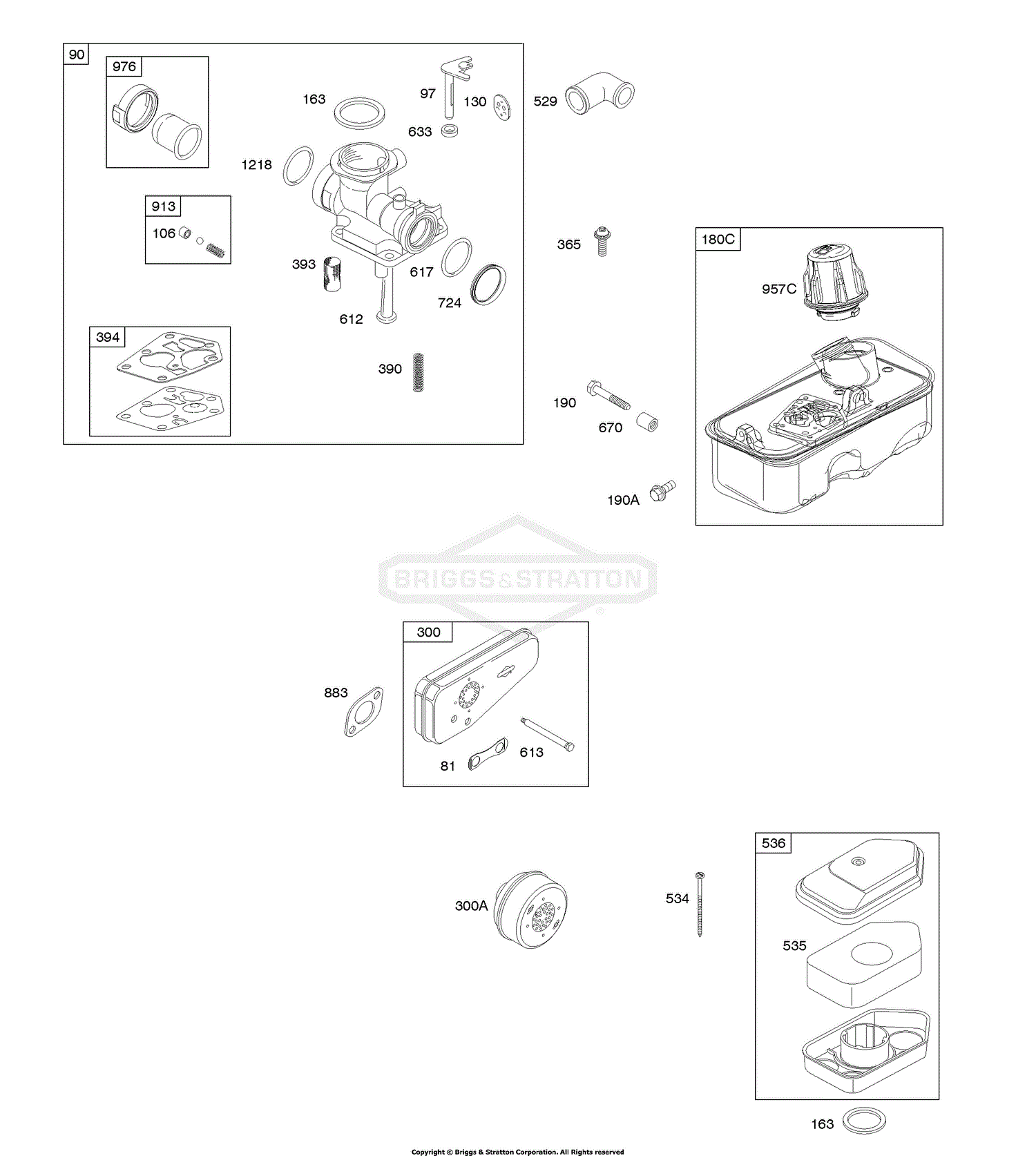 Briggs and Stratton 09L602 1623 F1 Parts Diagram for Air Cleaner