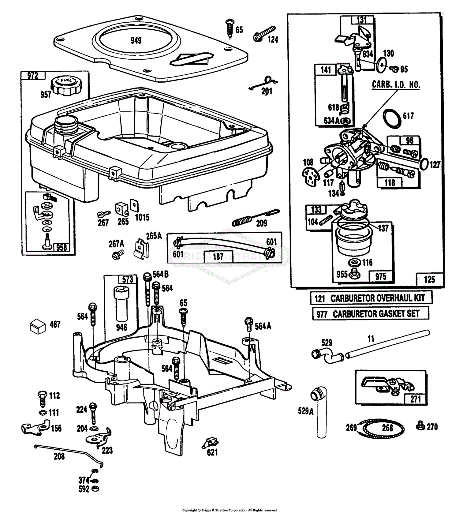 Briggs and Stratton 100708-0129-04 Parts Diagram for Fuel Tank Assy,Carburetor  Assy