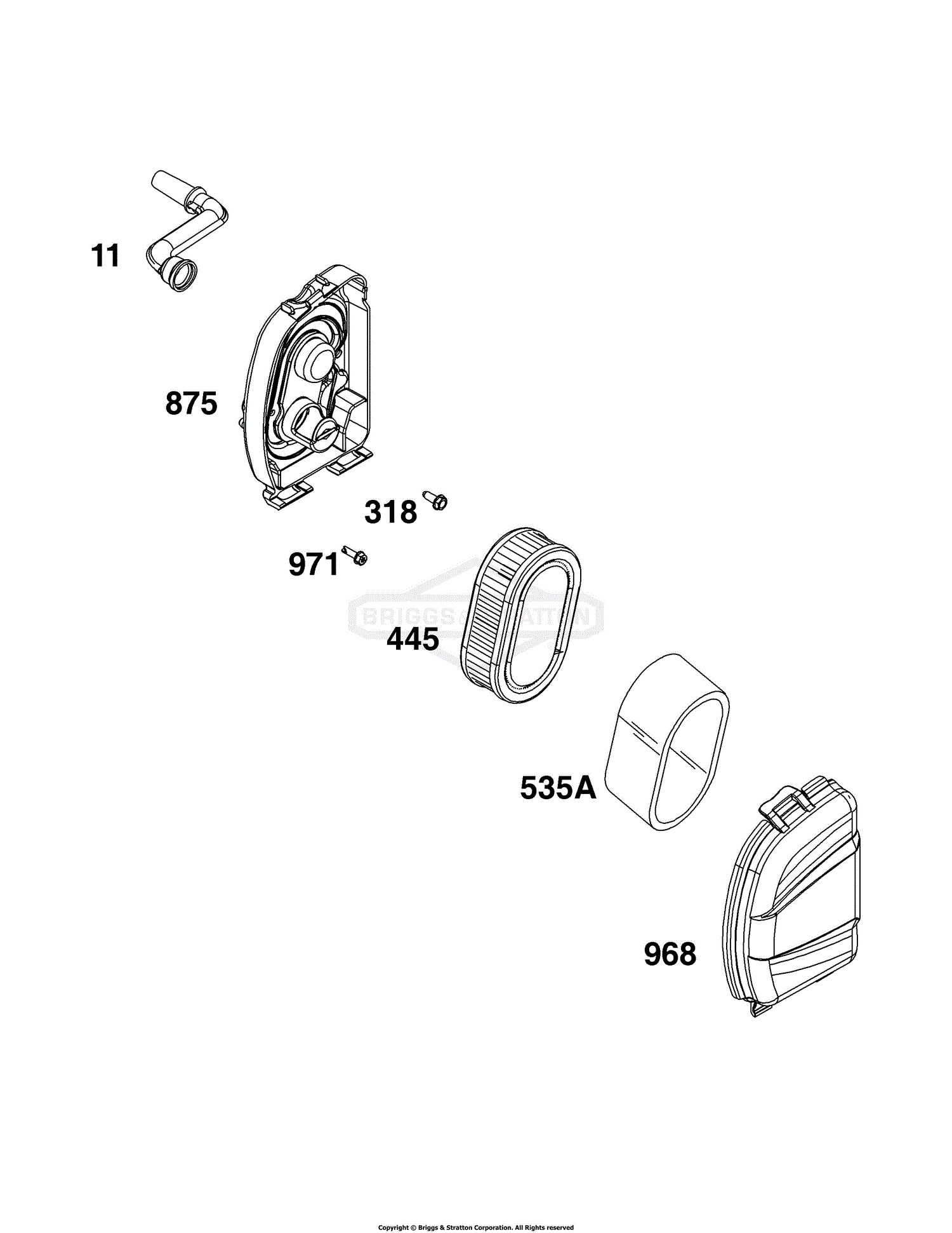 Briggs and Stratton 104M02-0196-F1 Parts Diagram for Air Cleaner Group