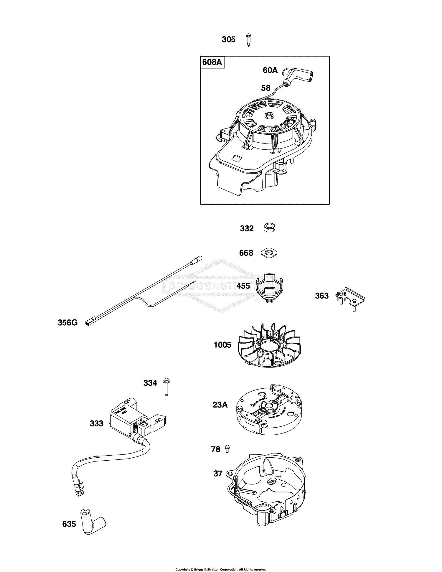 Briggs and Stratton 104M02-0221-F1 Parts Diagram for Flywheel, Ignition ...