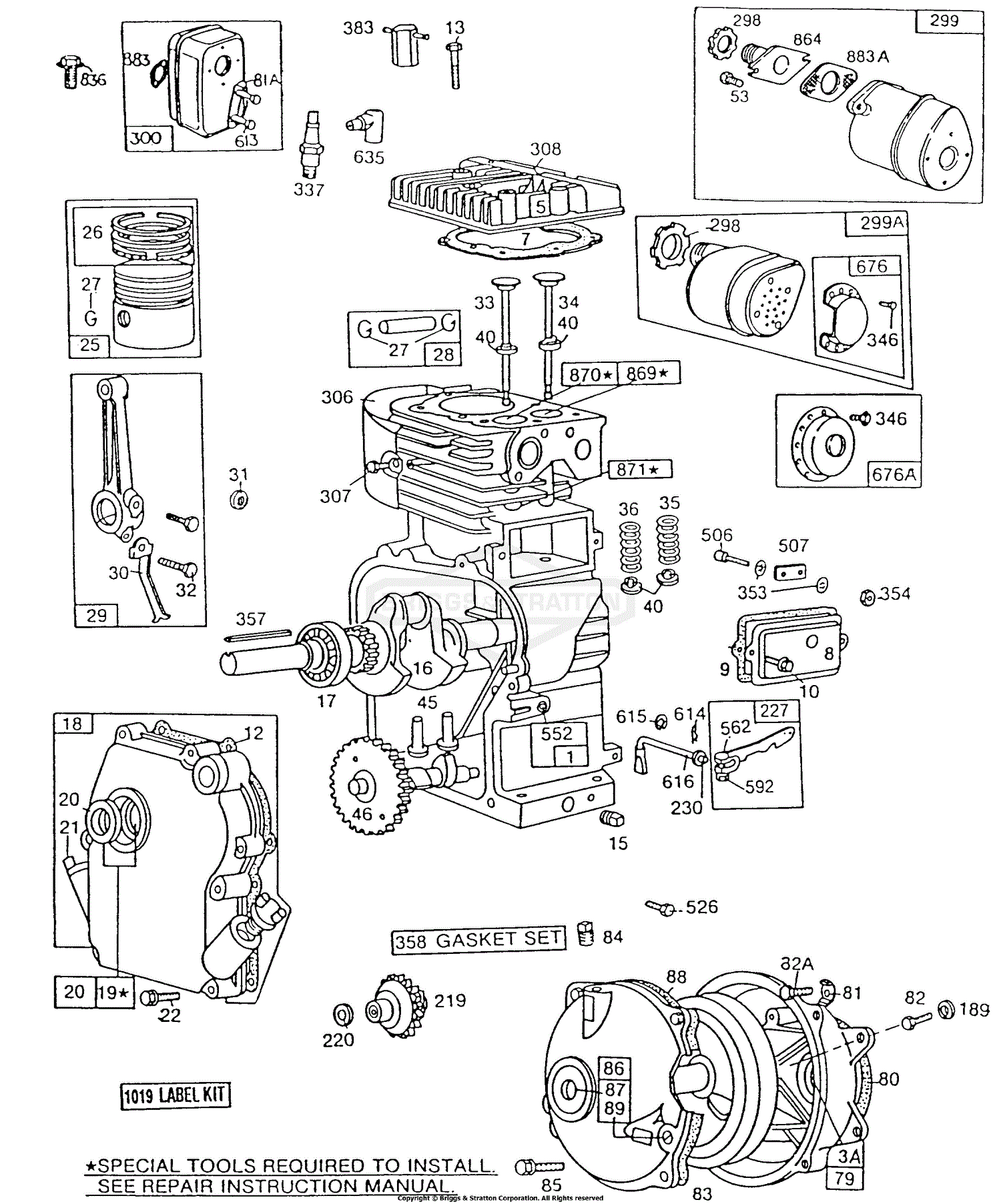 Briggs and Stratton 112232-1535-01 Parts Diagram for Cyl,Oil  Fill,Piston,Mufflers