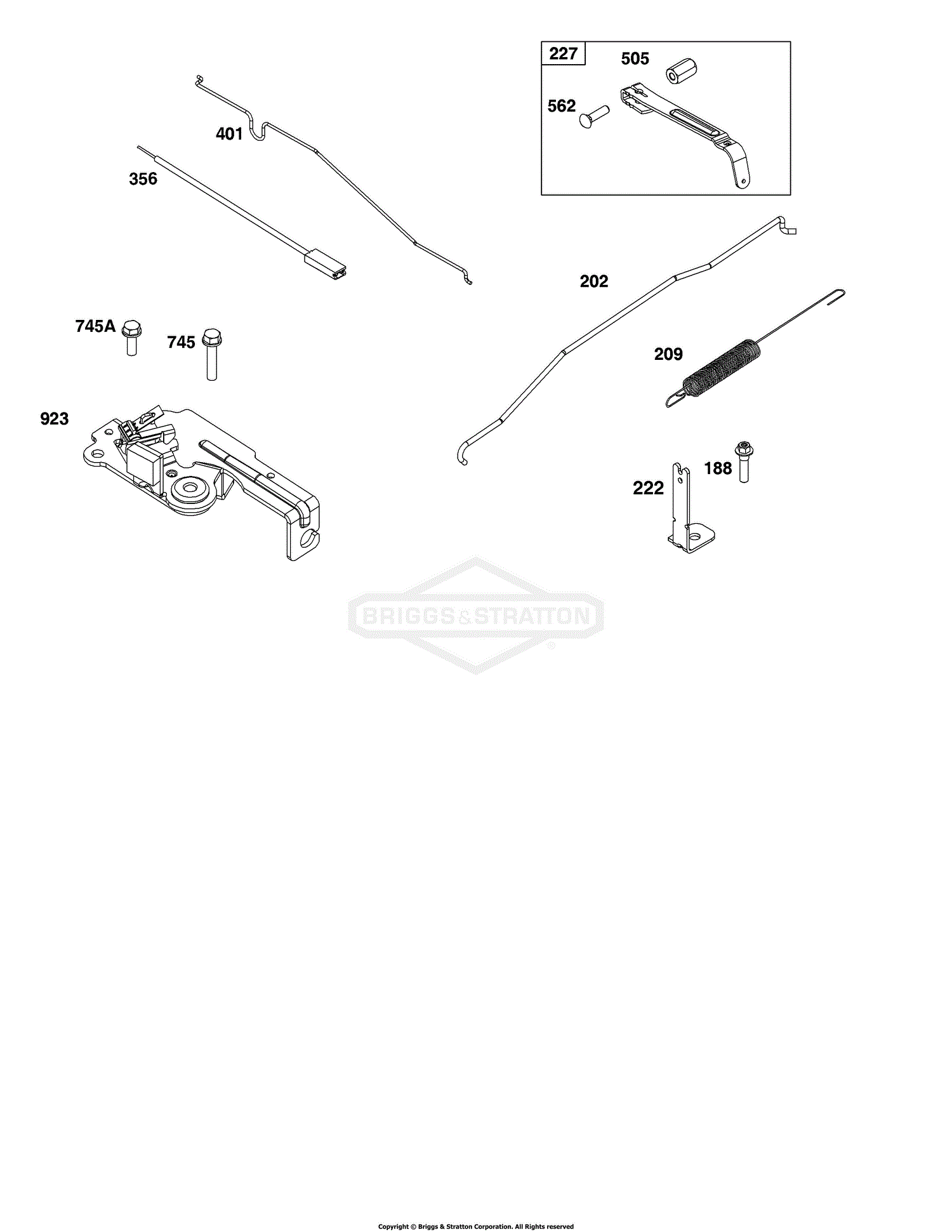 Briggs and Stratton 115P02-0001-F1 Parts Diagram for Controls Group