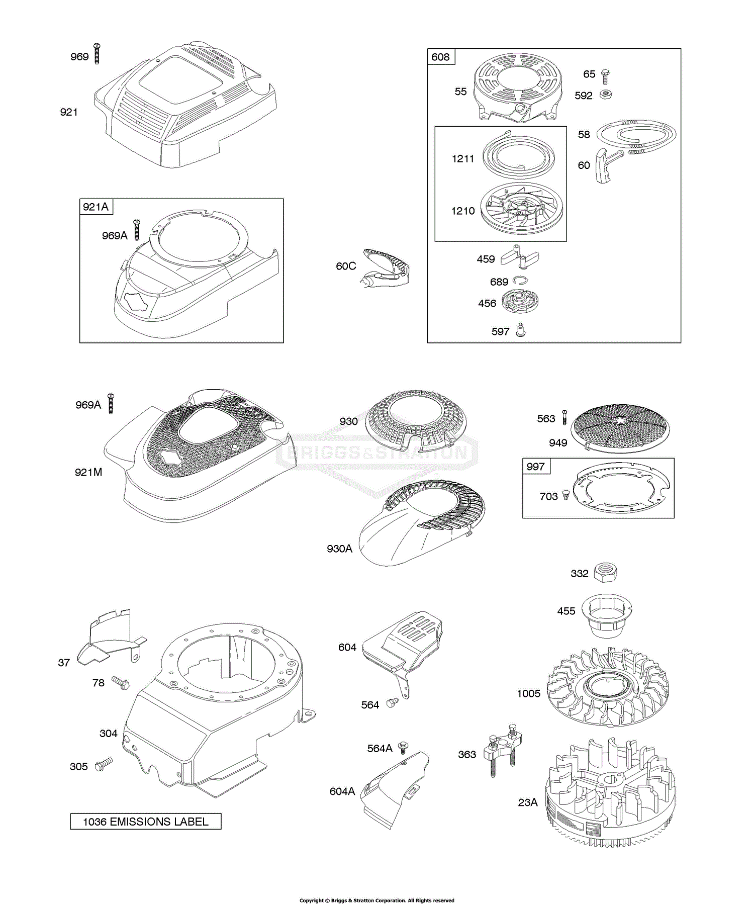 Briggs and Stratton 120K02-0418-E1 Parts Diagram for Blower Housing ...