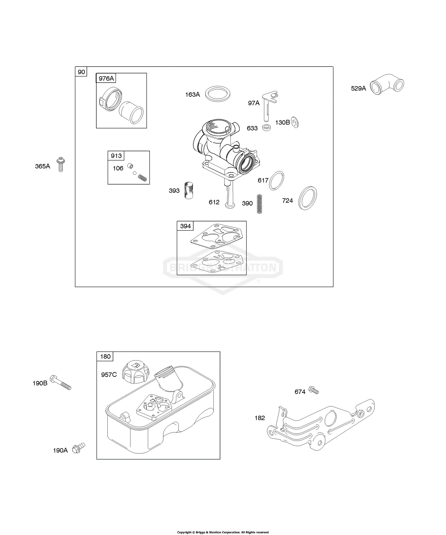 Briggs and Stratton 120T02 3821 B1 Parts Diagram for Carburetor