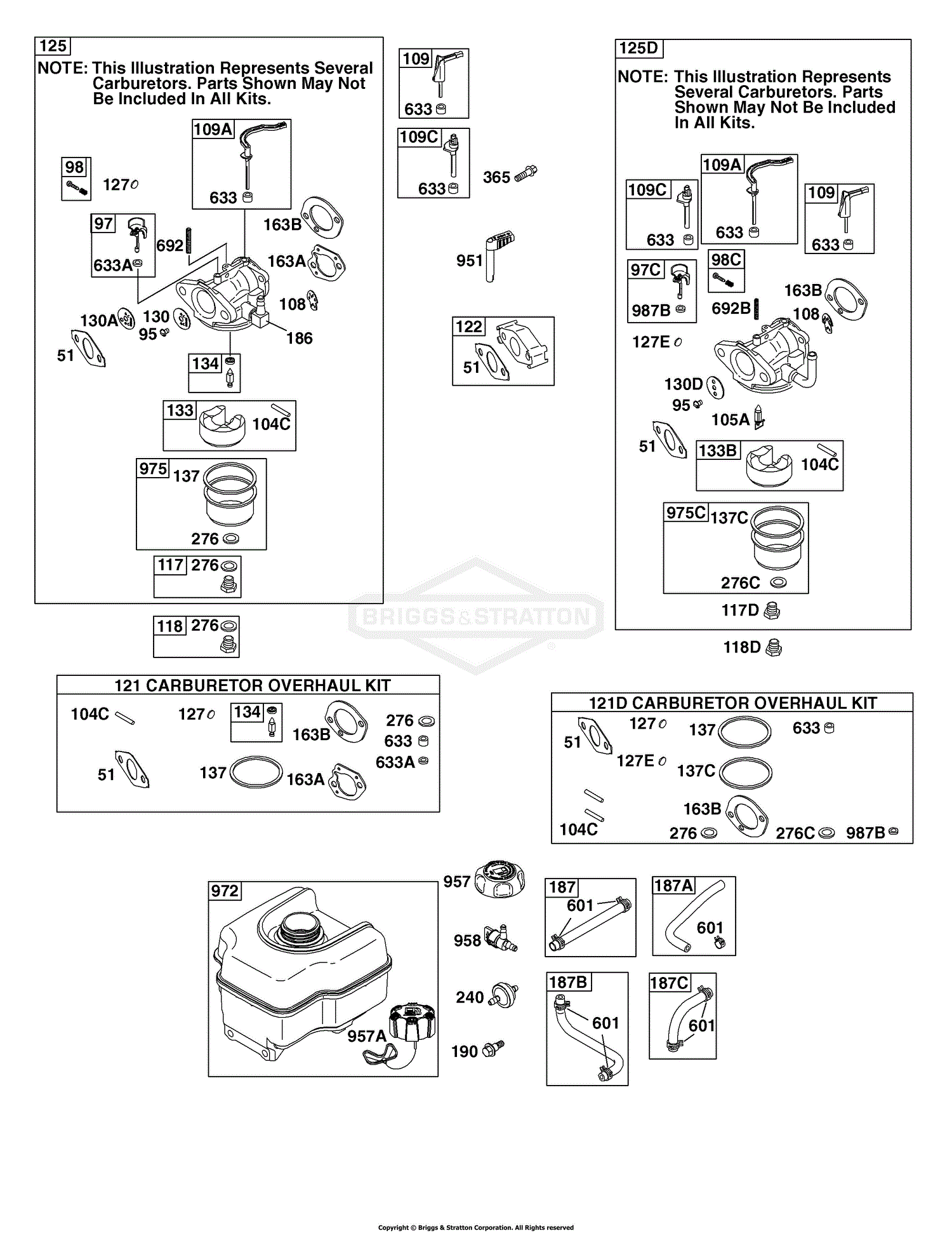 Briggs and Stratton 121012-0122-B8 Parts Diagram for Carburetor