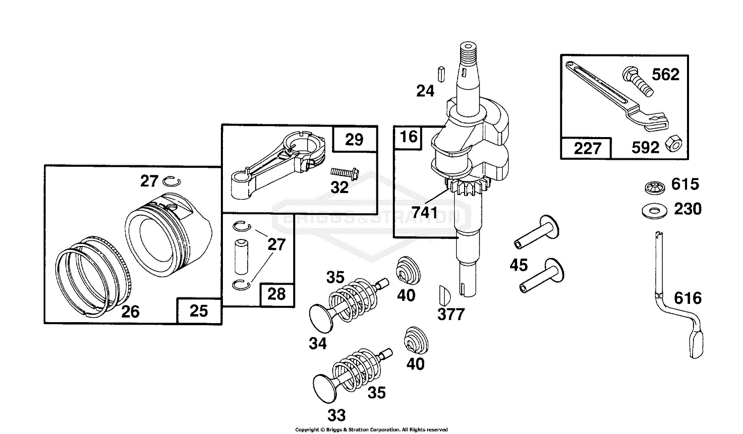 Briggs and Stratton 121802-0412-01 Parts Diagram for Crankshaft, Piston  Group