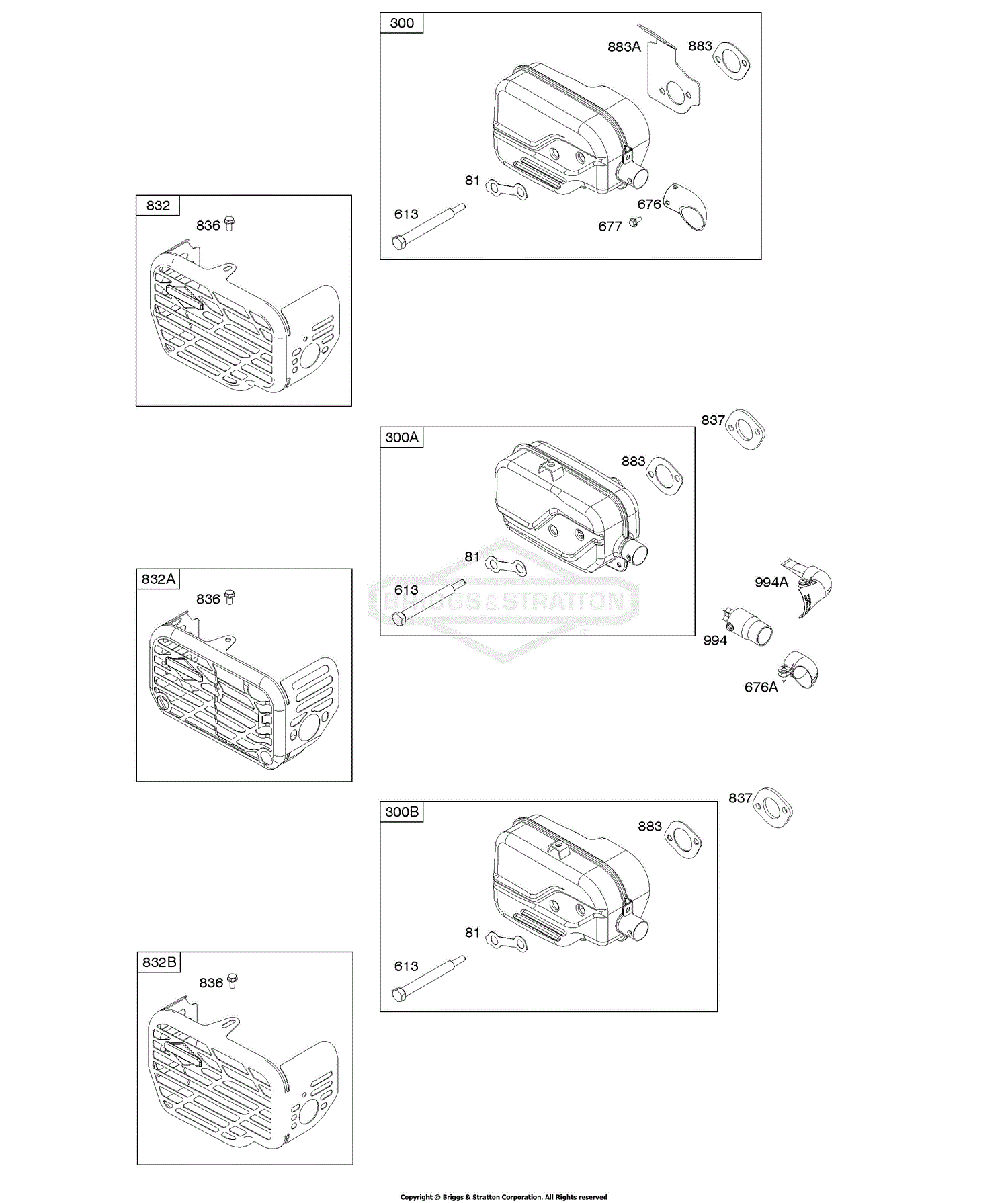 Briggs and Stratton 121S02-0130-F1 Parts Diagram for Exhaust System