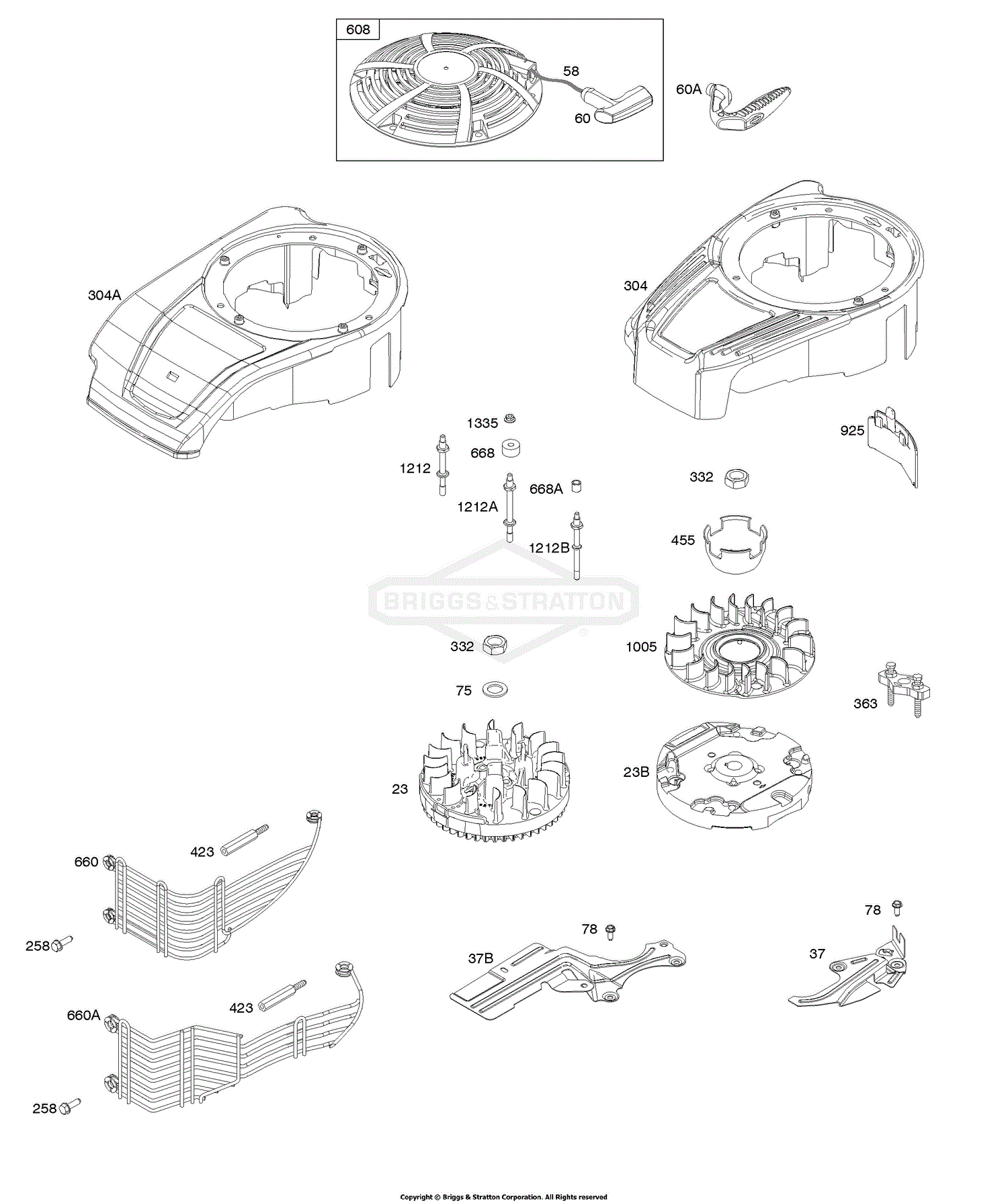 Briggs And Stratton 122Q02-0139-B1 Parts Diagram For Blower Housing ...