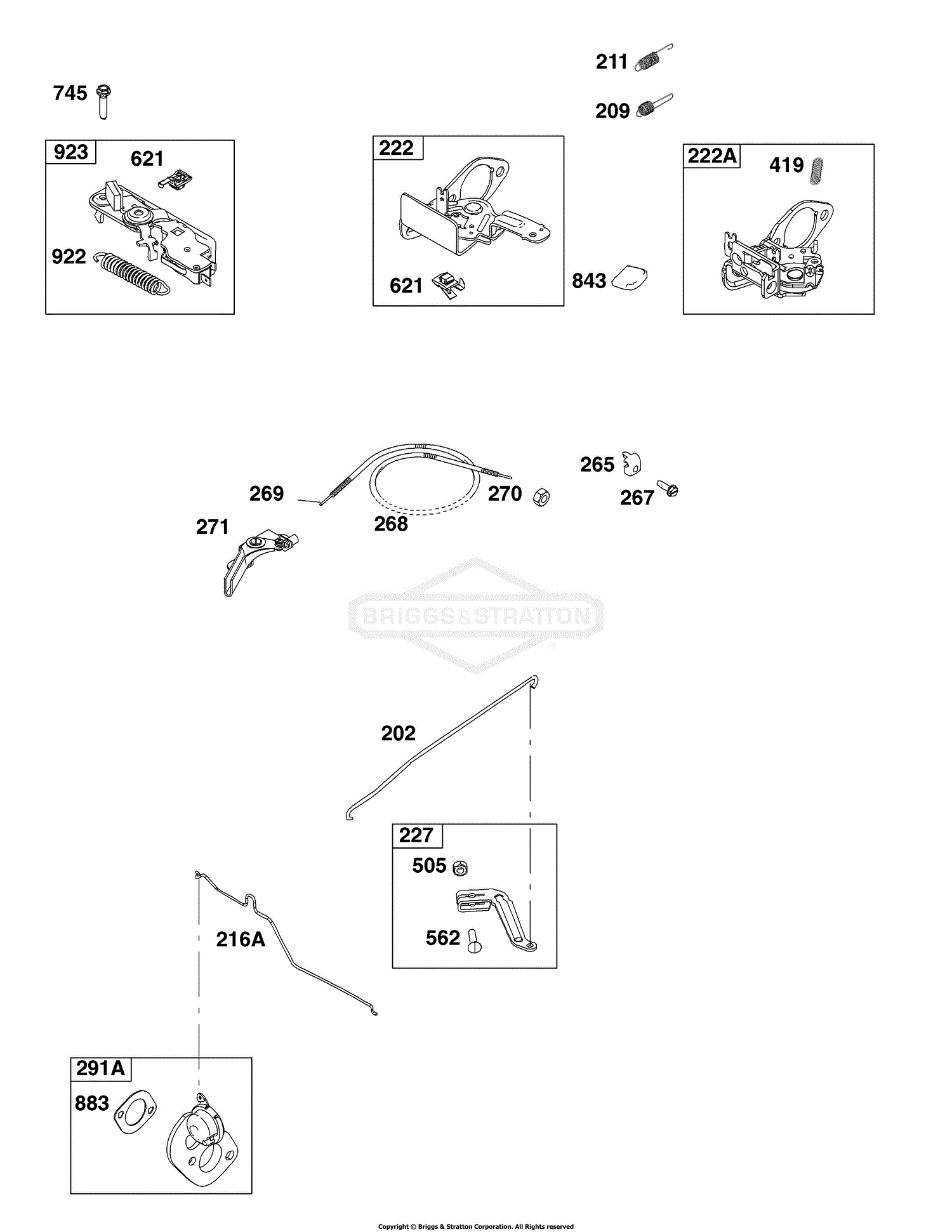 Briggs and Stratton 122S07-0130-H1 Parts Diagram for Controls, Governor ...